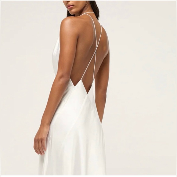 Michael Lo Sordo Alexandra Silk Wedding  Maxi Dress Ivory Size 12 - Picture 16 of 16